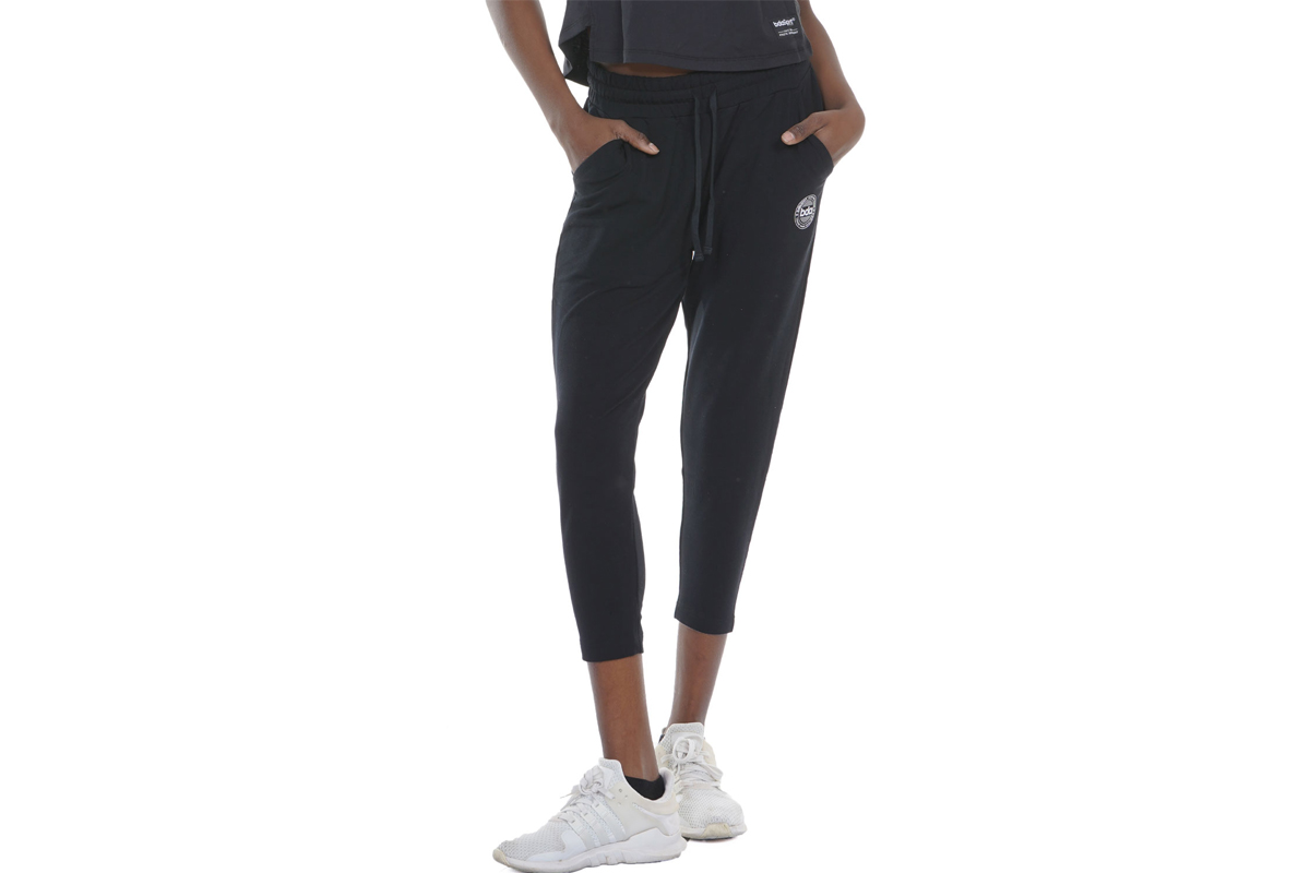 Body Action Stretch French Terry Pants Κάπρι (021230 BLACK-01) Μαύρο